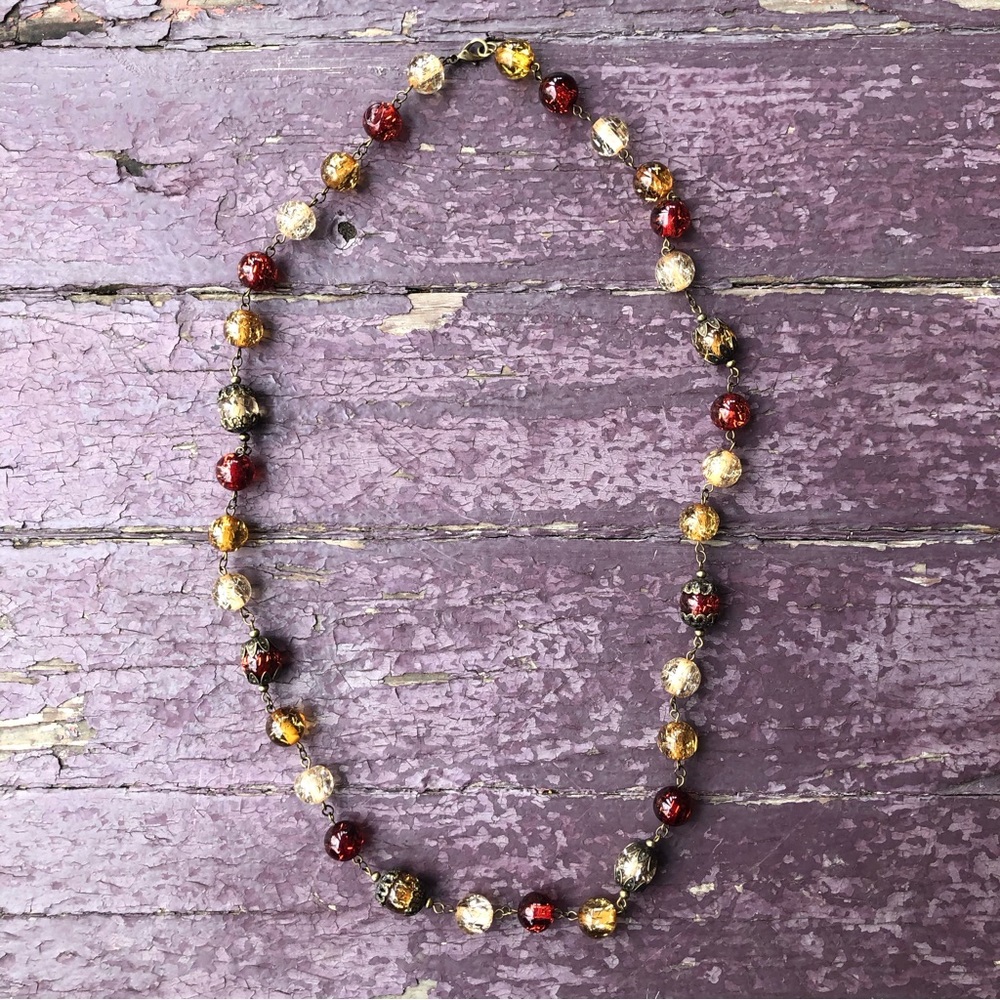 Vintage Multi-colored Beaded Necklace Wine Red Amber Filaments Magic - Picture 3 of 9
